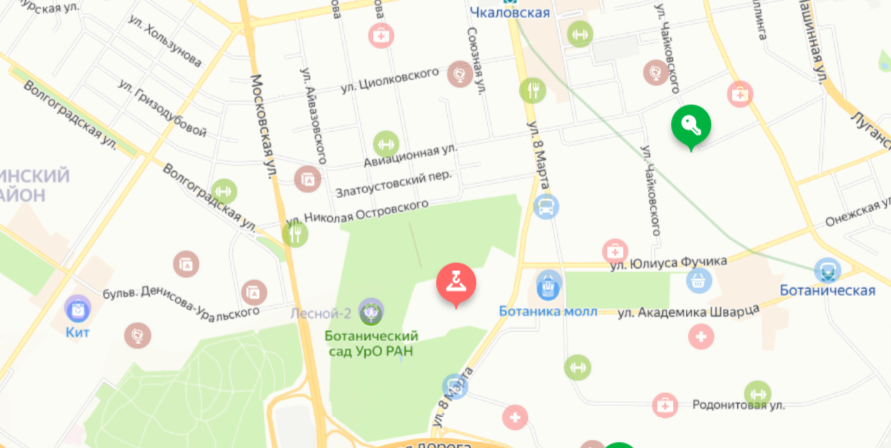 Расположение ЖК "Botanica Green House" в Екатеринбурге, фото взято на https://realty.yandex.ru/