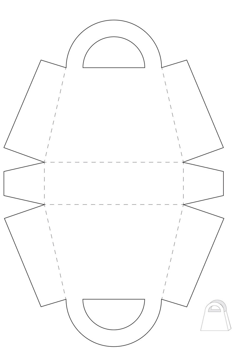 Выкройка сумки из бумаги для подарка, детских игр или аксессуар для куклы