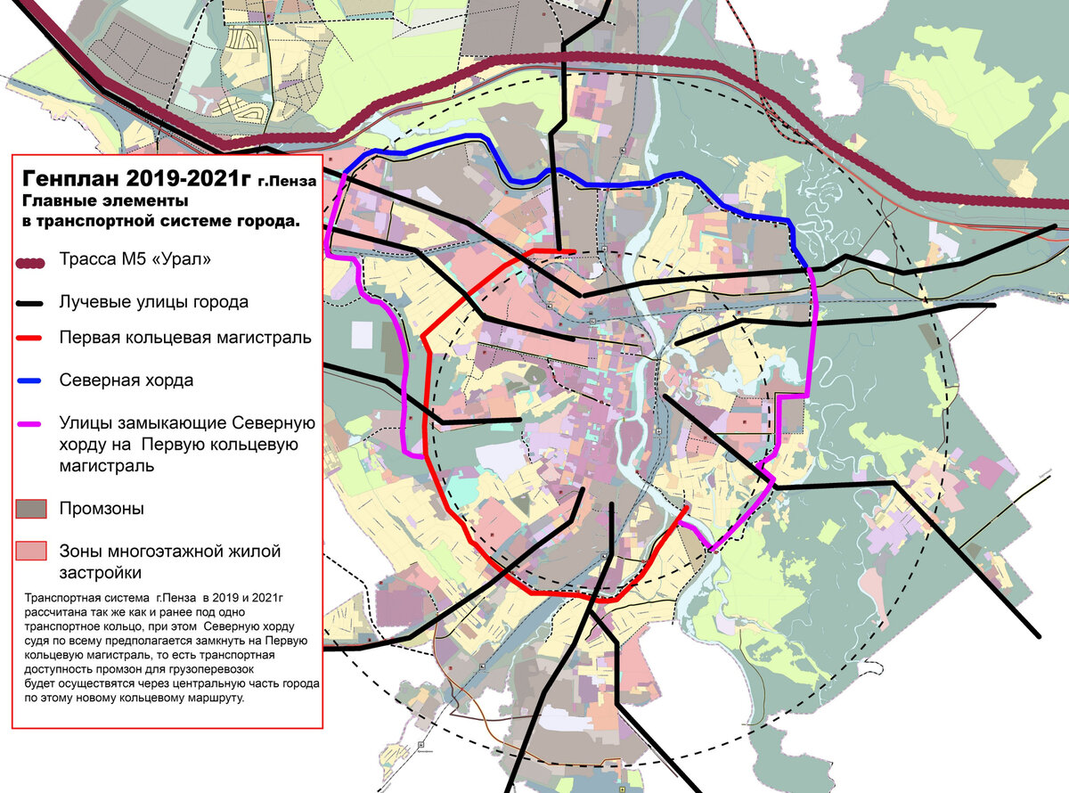 Генплан г.Пенза 2019-2021г главные элементы транспортной сети