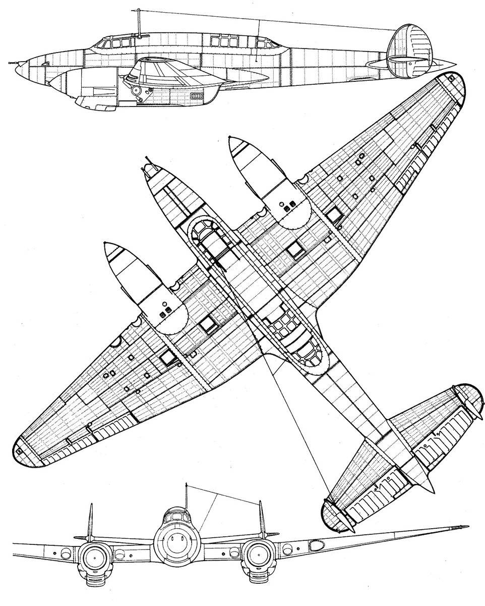 Пе 2 бомбардировщик чертежи