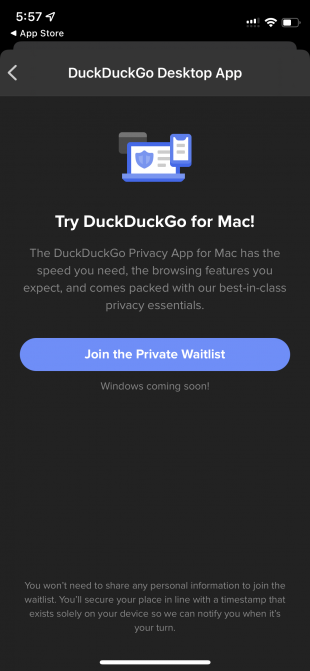 Защищённый доступен для macOS, браузер duckduckgo стал.