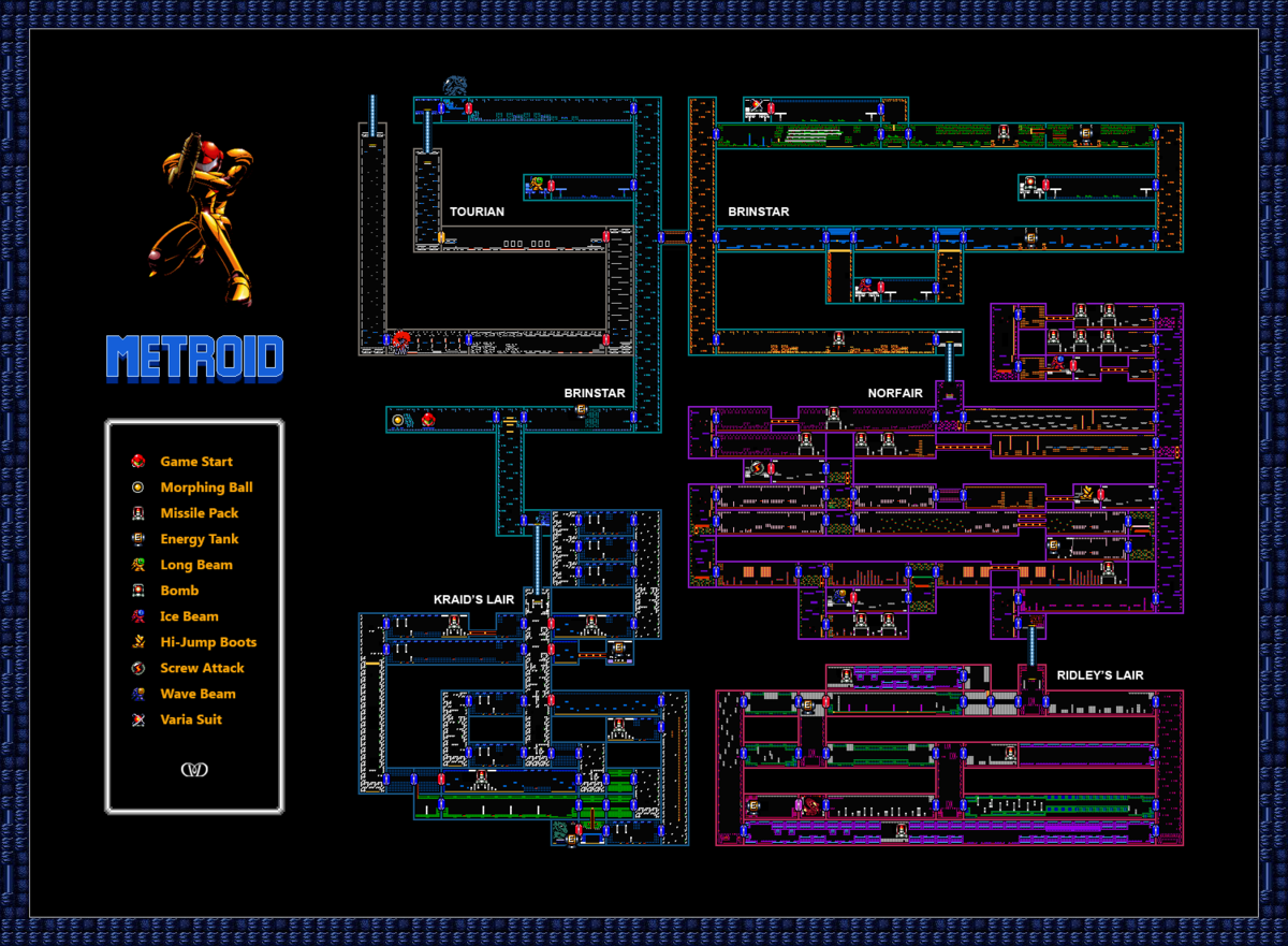 Metroid zebes map