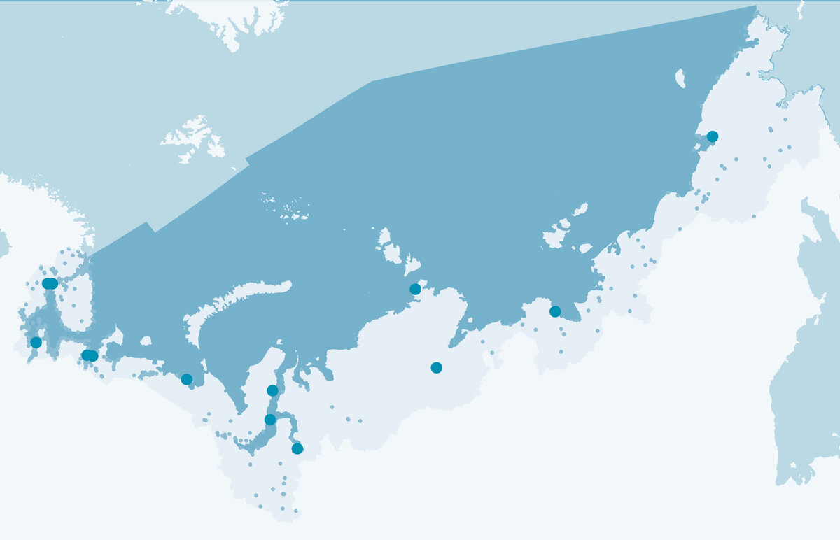 Населенные пункты Арктической зоны в RuMap