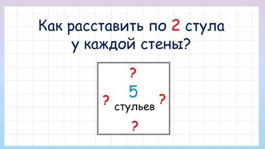 Задача на логику как расставить по 2 стула у каждой стены?