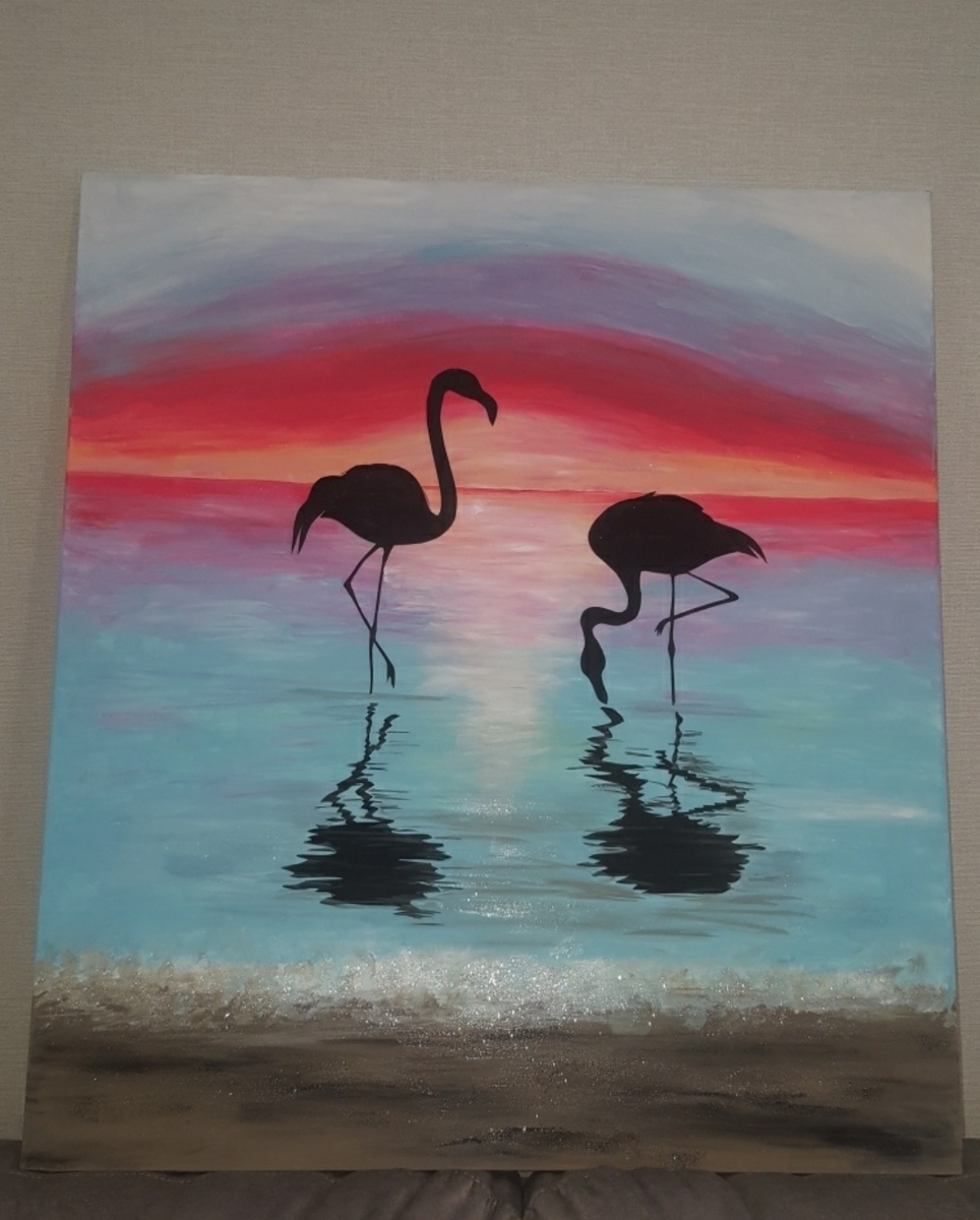 Это моя картина "Фламинго". Она подарена очень хорошему человеку,