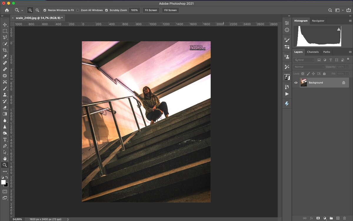 Photoshop с открытой фотографией