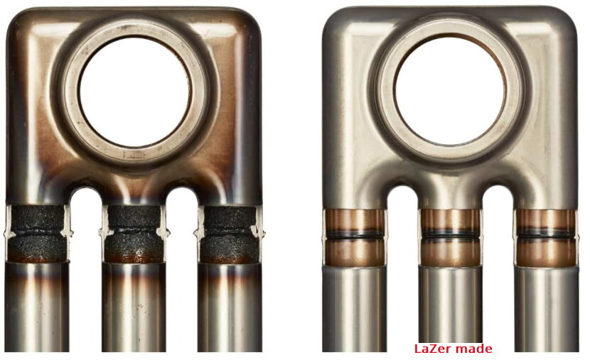 Результат лазерной сварки "до" и "после" применения новой технологии