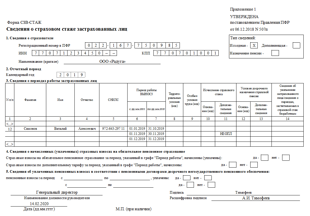 СЗВ-СТАЖ пример