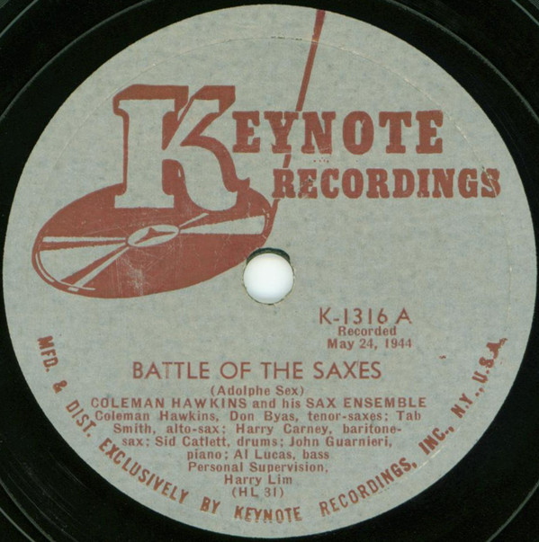 Coleman Hawkins – Battle Of The Saxes / Three Little Words (Keynote, 1944)
