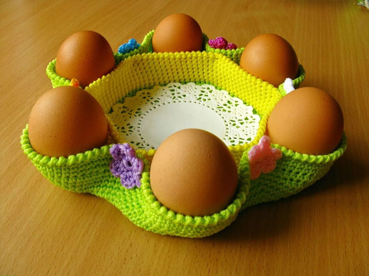 Корзинка для пасхальных яиц крючком