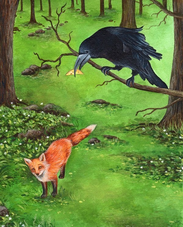 Самая известная басня Крылова - "Ворона и лисица"