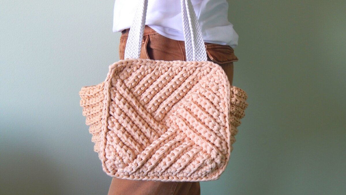 сумка торба крючком из трикотажной пряжи | Рукоделие и мода