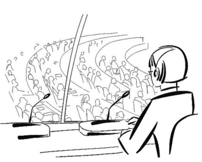 Синхронисты сидят в звукоизолированных кабинах в наушниках. Источник: CH Traductions 