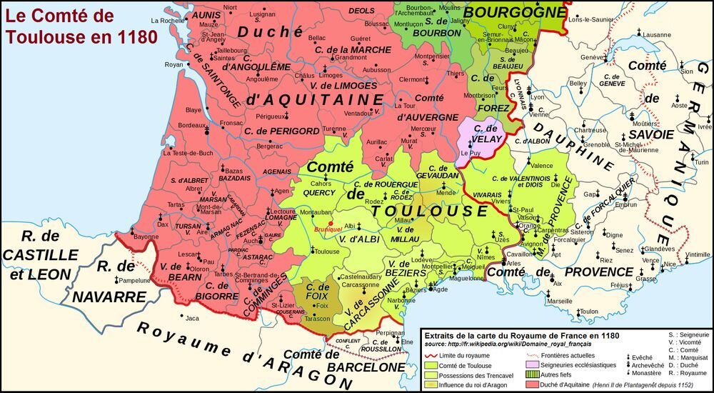 Графство Тулуза в 1180 году