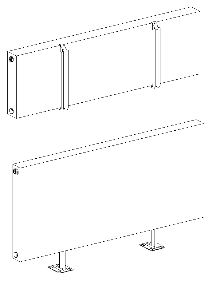 Радиаторы с креплениями на стену Монклак и с напольными опорами