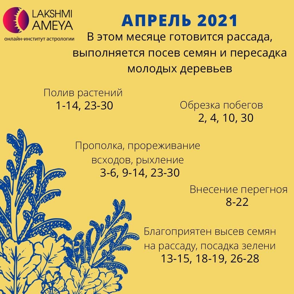 Календарь садовод апрель