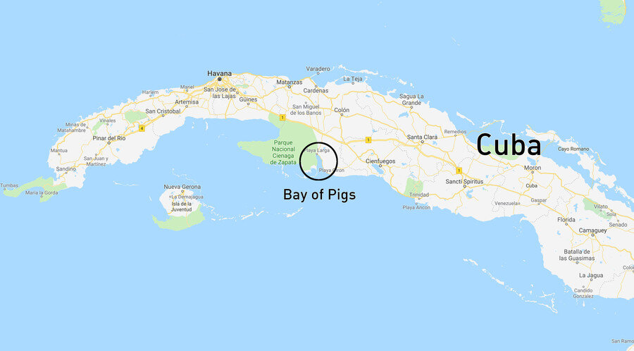 Залив Свиней на карте Кубы