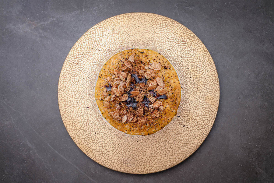 Тыквенное ризотто по рецепту Massimo Bottura, ресторан Osteria Francescana, удостоенный трех звезд Мишлен, расположенного в Модене, Италия