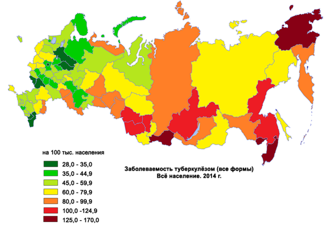 Карта распространения кори в россии