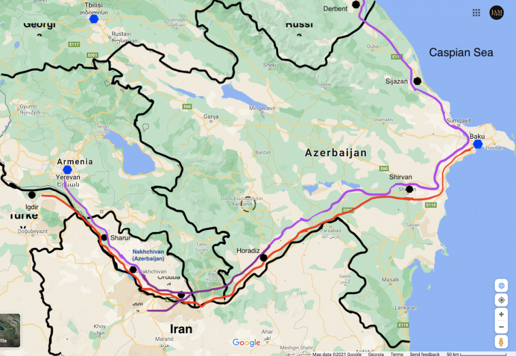Коридор в нахичевань из азербайджана карта