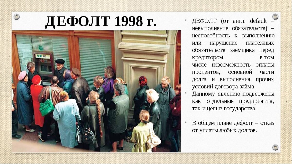 Презентация дефолт 1998 года в россии