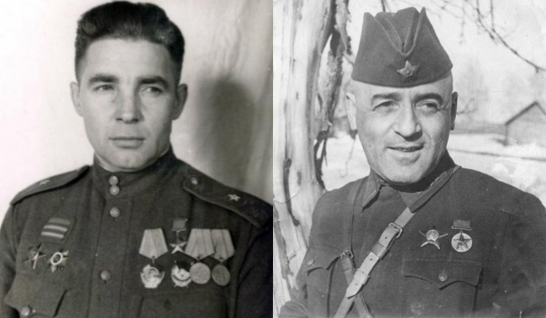 В.Ф. Маргелов и П.Г. Чанчибадзе. Источники фото (соответственно): Наш полк (https://clck.ru/enAsM) и Герои страны (https://clck.ru/enAsj).