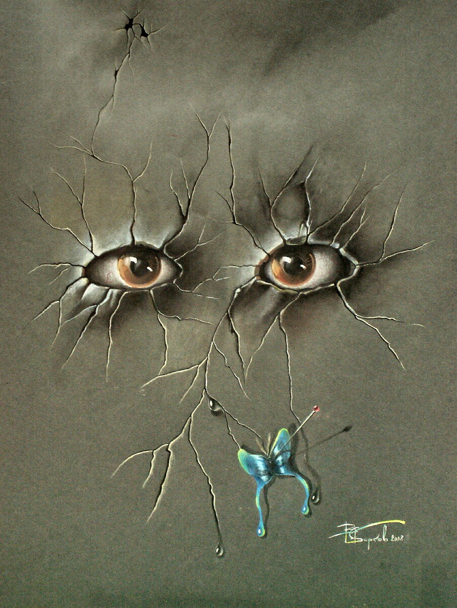 "Стена открывшая глаза"   цв. граф. кансон 100х75 В.Барков