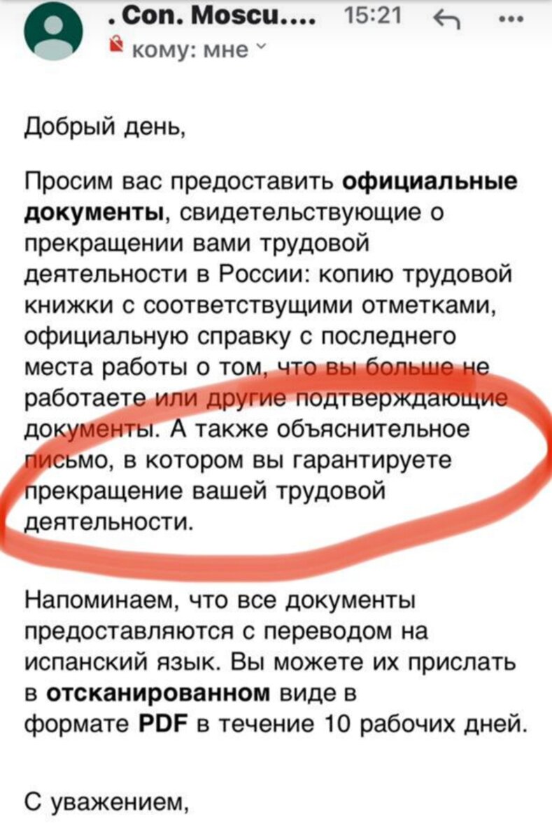 Что запросило Консульство Испании после рассмотрения апелляции на ВНЖ без права на работу