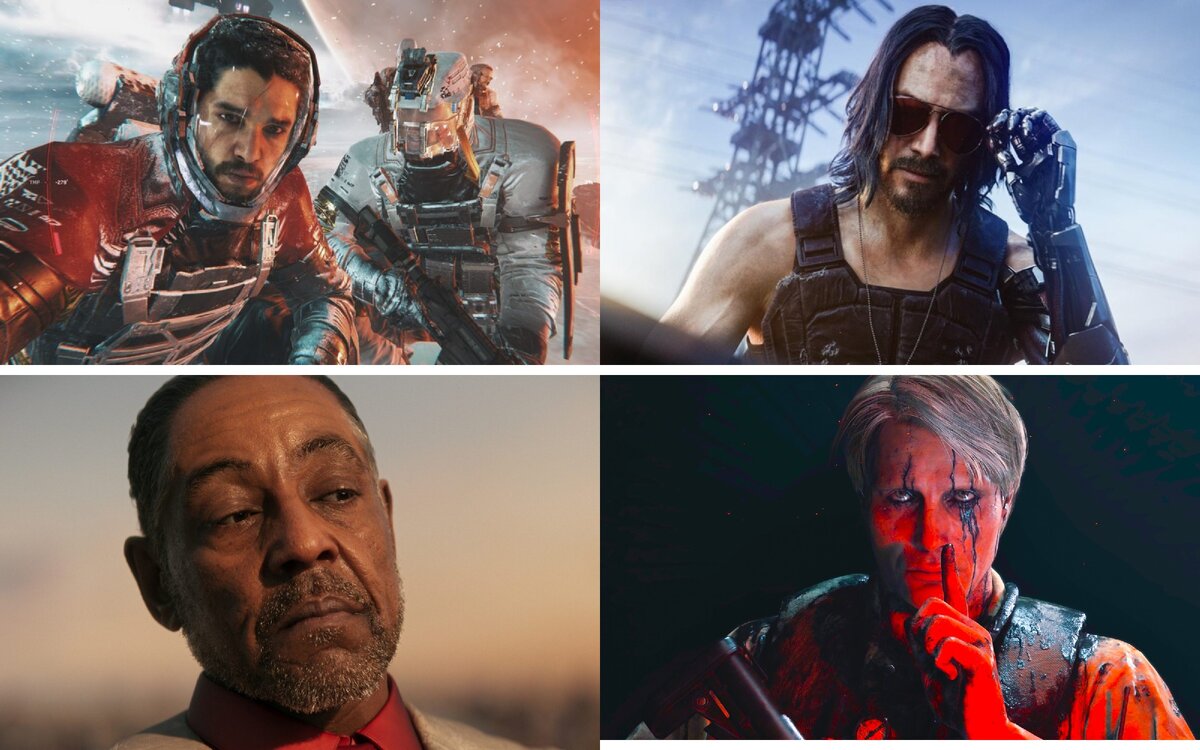 1. Кит Хэрингтон, известный по роли Джона Сноу в сериале "Игра Престолов" стал антагонистом в Call of Duty: Modern Warfare; 2. Киану Ривз в недавно отшумевшем Cyberpunk 2077; 3. Джанкарло Эспозито, прославившейся в роли Густава Фринга в сериале "Во Все Тяжкие" в скором Far Cry 6; 4. Датский актер Мадс Миккельсен в шедевре Хидео Кодзимы "Death Stranding" 