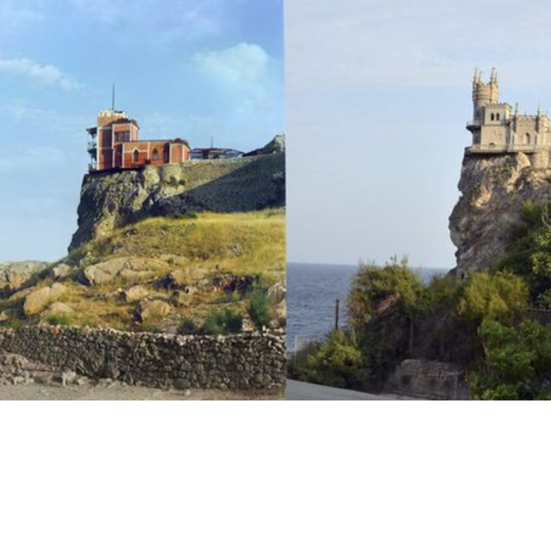 До и после покупки Замка немецким бароном. Фото из интернета