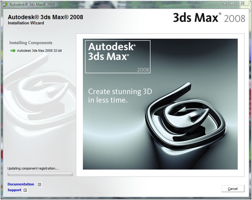 Скриншот окна установки 3Ds Max 2008, в котором я начинал работать