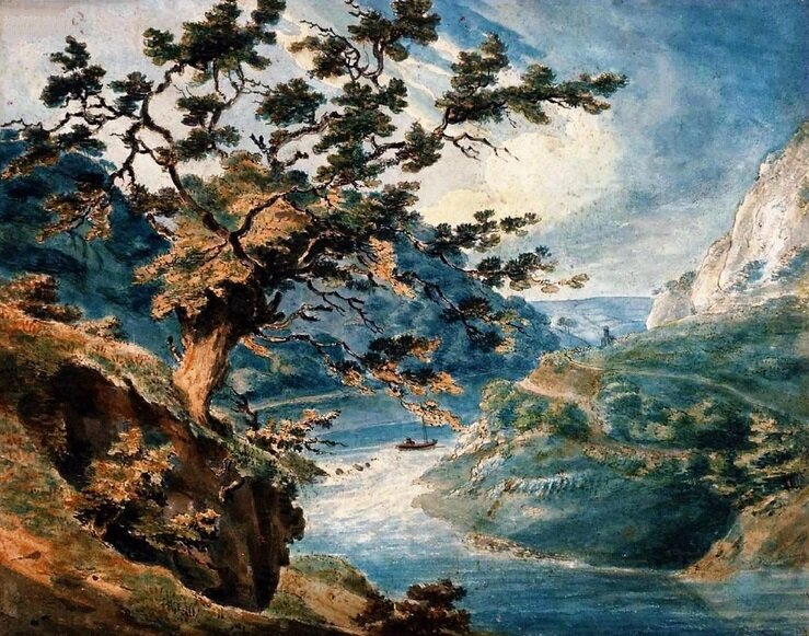 Тёрнер. Вид на ущелье Эйвон. 1791. Акварель, бумага.