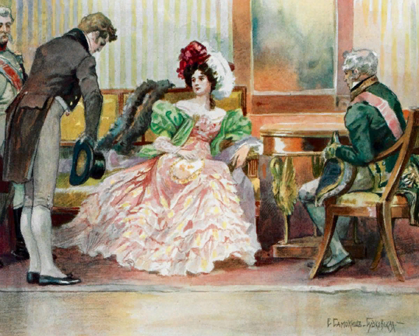 "Встреча Онегина с замужней Татьяной", Е.П. Самокиш-Судковская (https://evgenij-onegin.ru/illyustratsii/)