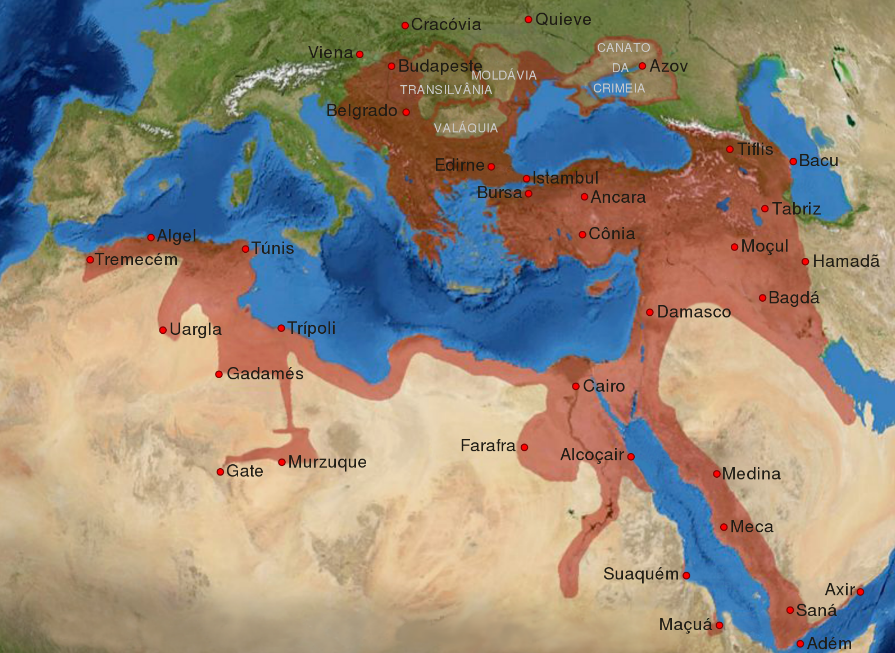 Карта Османской империи в XVI в.