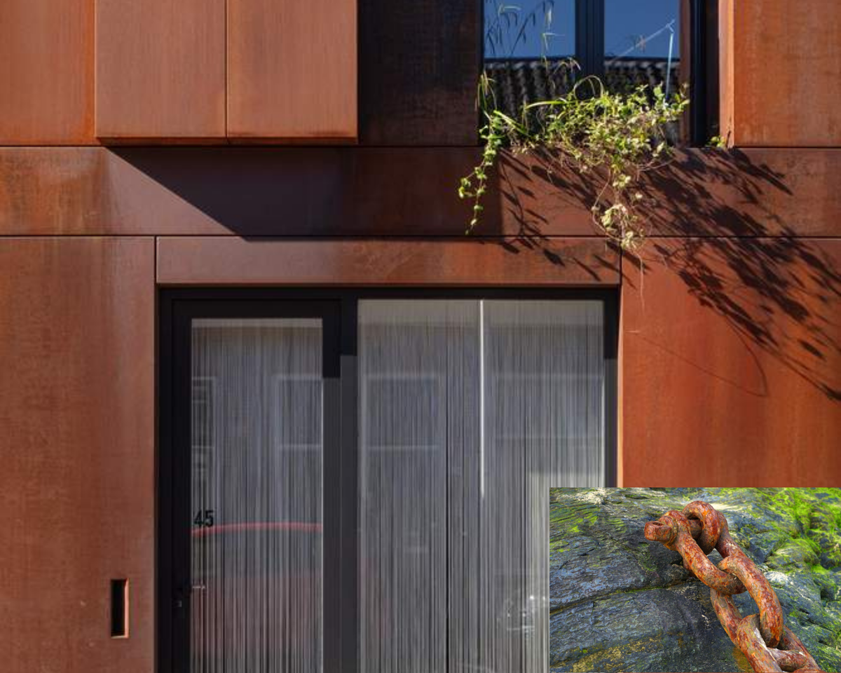 Часть дома, которая была изготовлена из металла. Во время эксплуатации появилась ржавчина