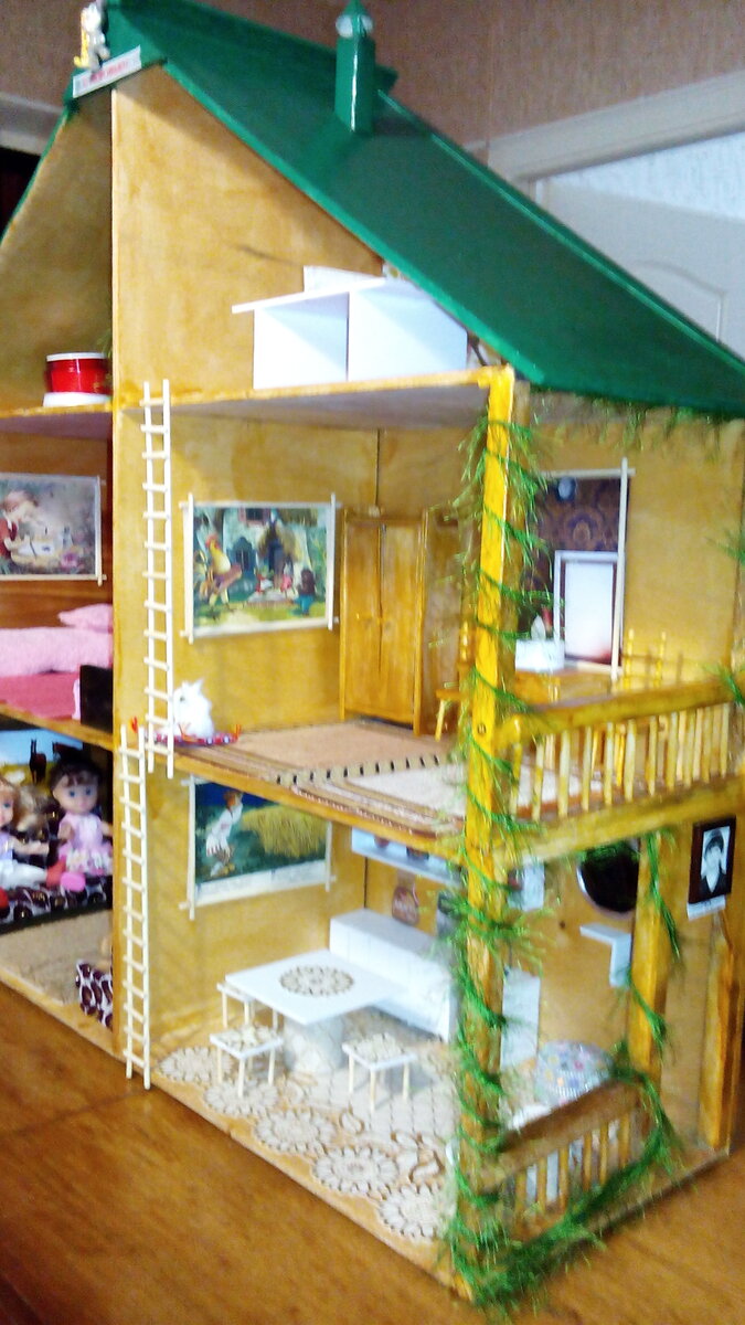 Вот такой получился домик для внучек. Вид со стороны открытой веранды