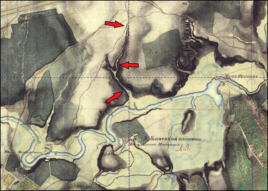 Ручей Поклонной горы на плане Москвы 1838-го года