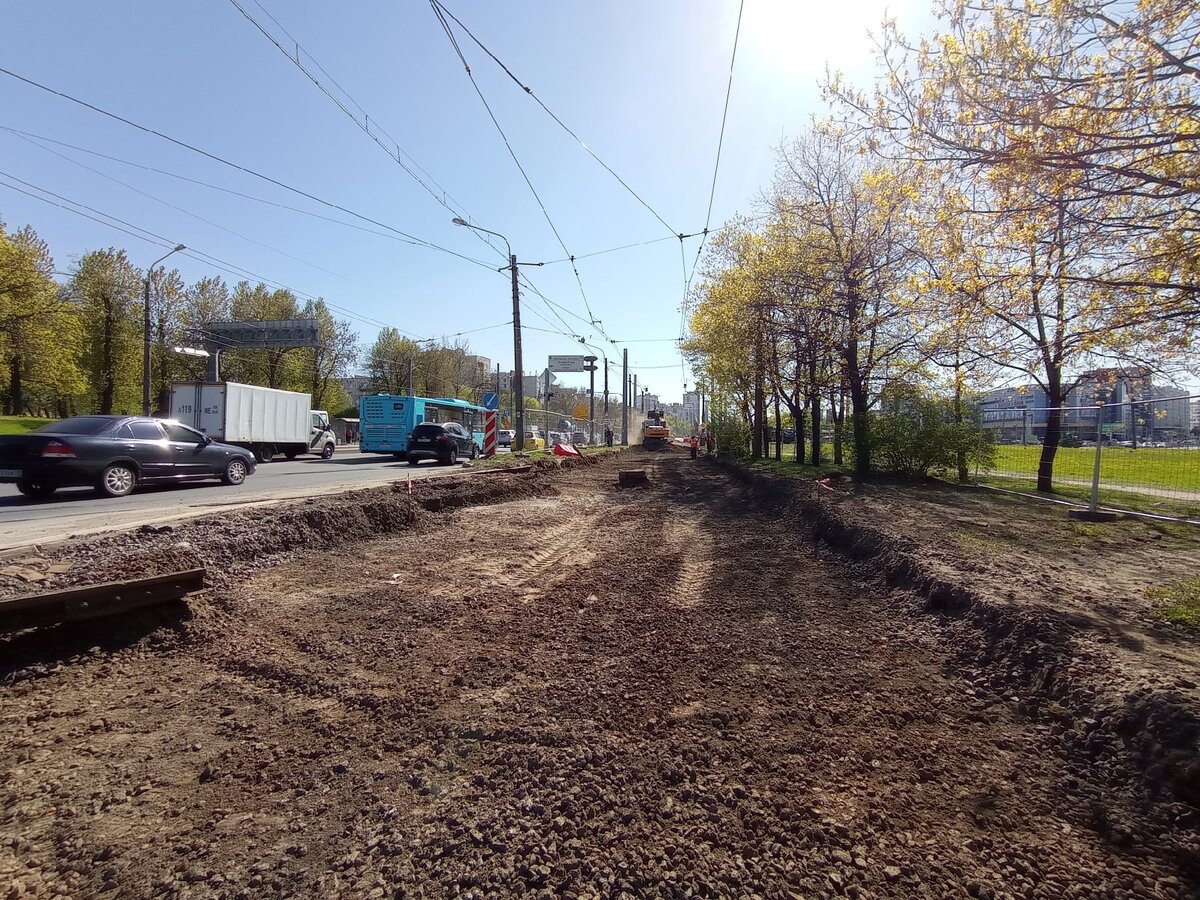 пр. Стачек у Трамвайного парка №8, вид в сторону ТРК Континент