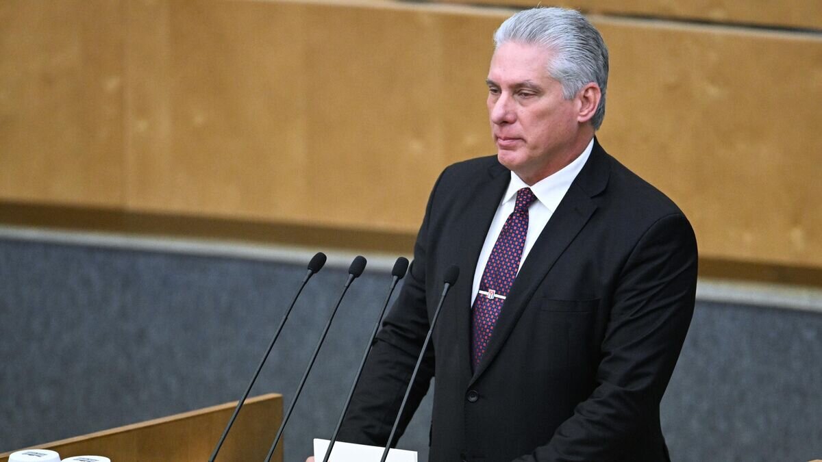    Президент Республики Куба Мигель Диас-Канель Бермудес выступает на пленарном заседании Государственной Думы РФ© РИА Новости / Павел Бедняков