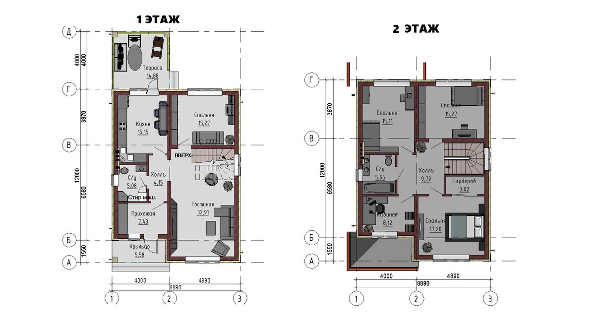 План 1го и 2го этажей