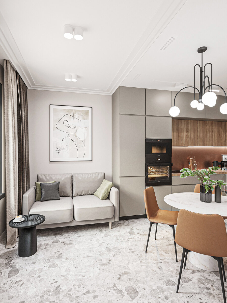 Дизайн-проект. Кухня-гостиная.