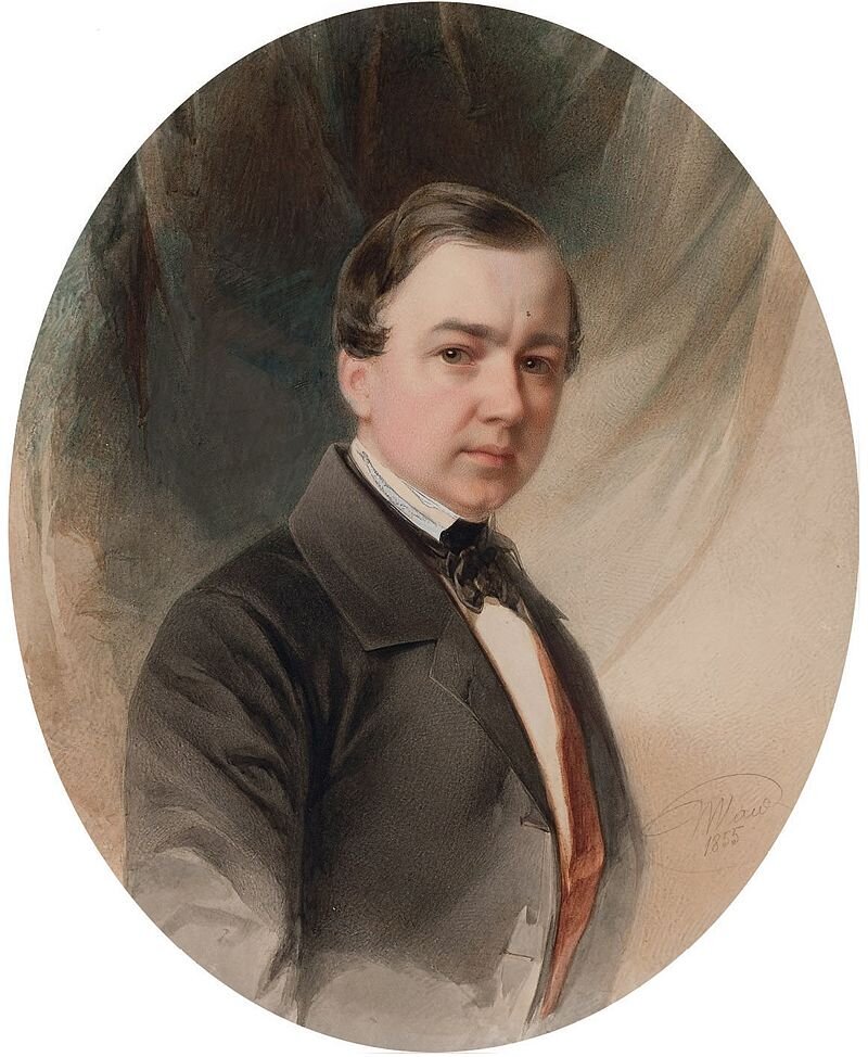 Гау Владимир Иванович, автопортрет, 1855 г., акварель