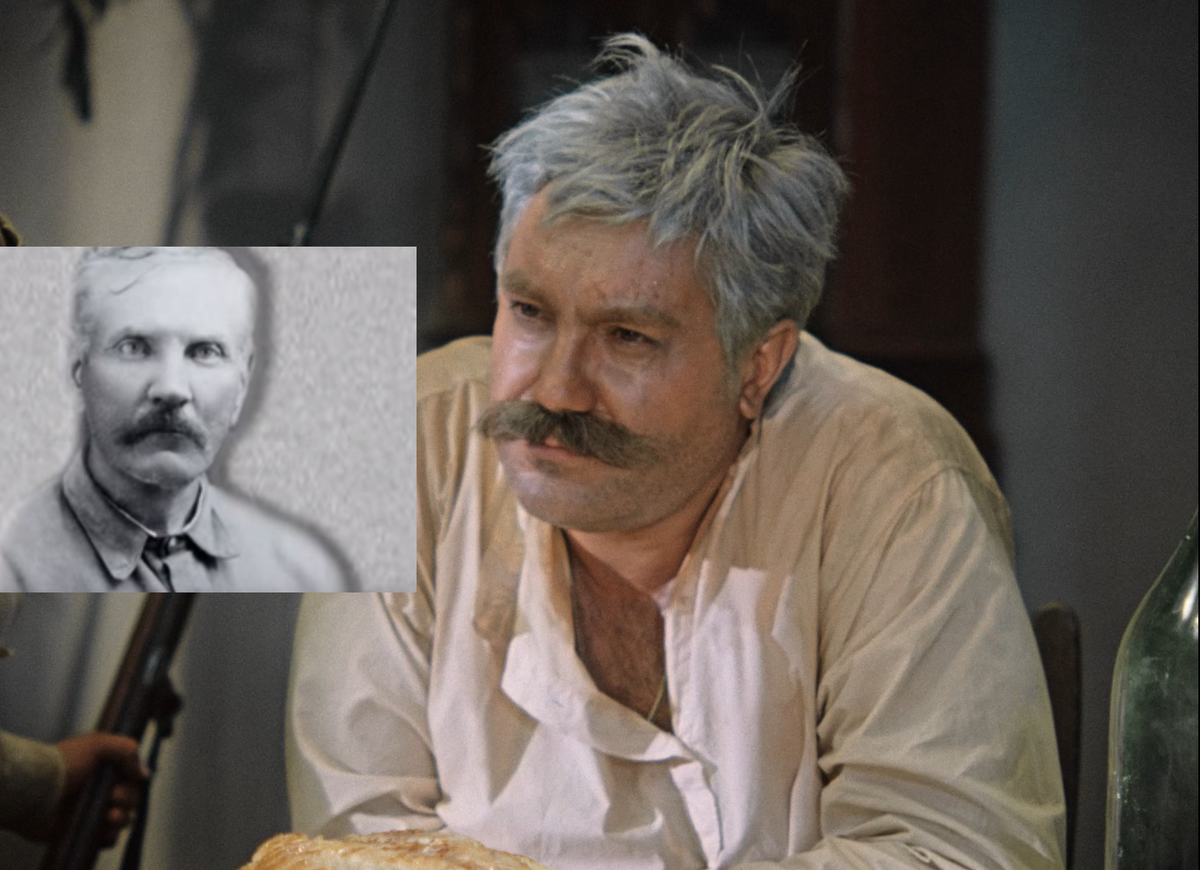 Ну, очень похожи! Особенно усы. :) Фото Михаила Поспелова из АиФ и кадр с Павлом Верещагиным из фильма "Белое солнце пустыни"