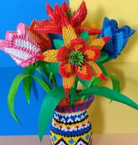 Модульное оригами ваза. Мастер класс