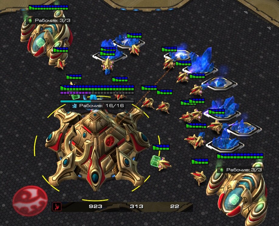 На полностью заполненной рабочими базе соотношение минералов и газа примерно 3 к 1. У терранов, учитывая мула, оно приближается к 4 к 1.