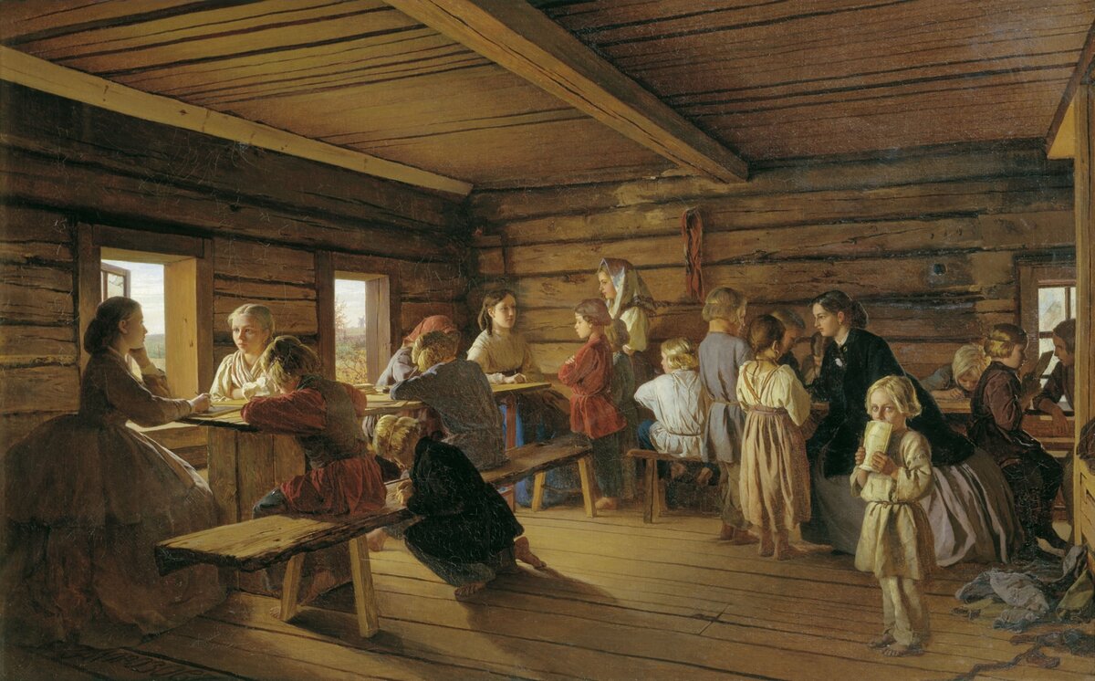 Картина Александра Морозова «Сельская бесплатная школа»