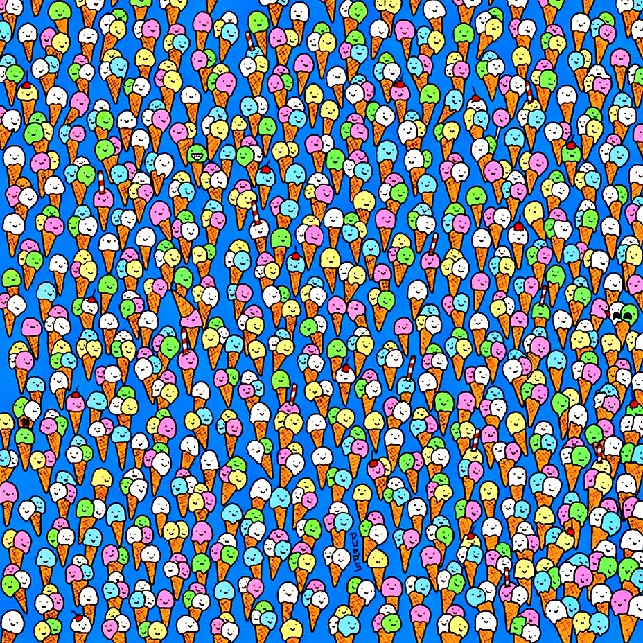 Найди чупа-чупс среди мороженого 