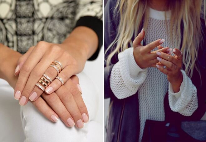 Как красиво носить золотые кольца на руках