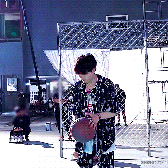 BTS. Suga's playing basketball