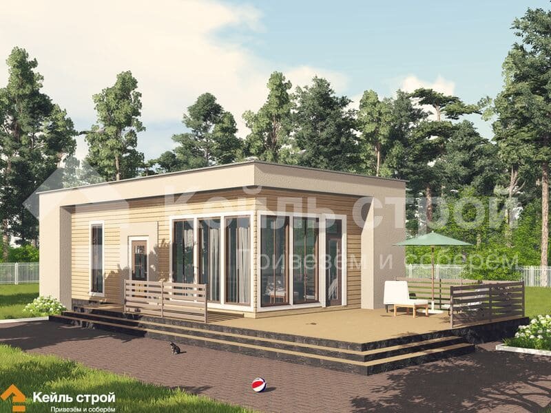 Каркасный дом с плоской крышей — проект КТ-06
